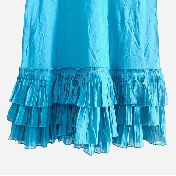 Juicy Couture Mini Dress M Pleated Ruffle Bottom T-shirt Neon Blue Party Date - Picture 3 of 8